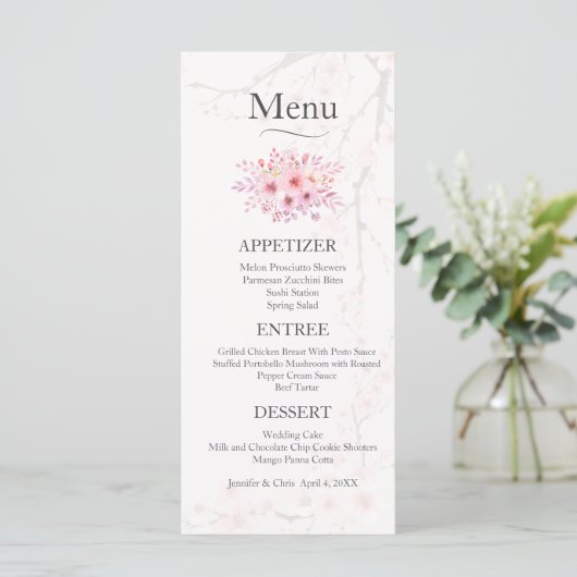 Cherry Blossom Wedding Menu (Staand voorkant)