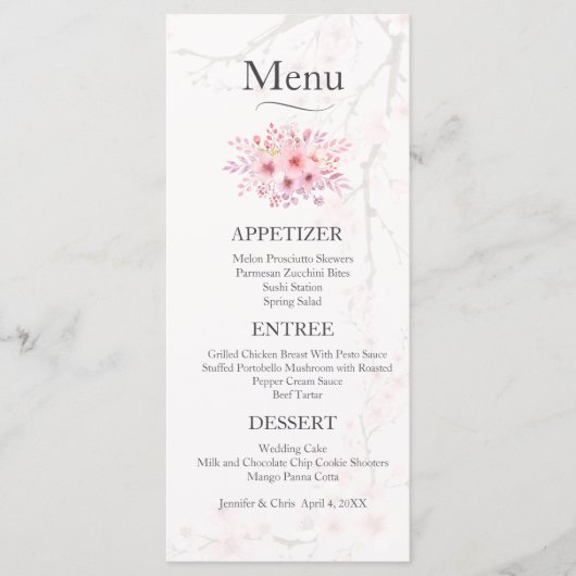 Cherry Blossom Wedding Menu (Voorkant)