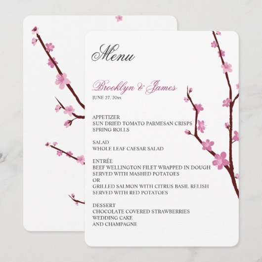 Cherry Blossom Wedding Menu (Voorkant / Achterkant)