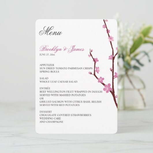Cherry Blossom Wedding Menu (Staand voorkant)