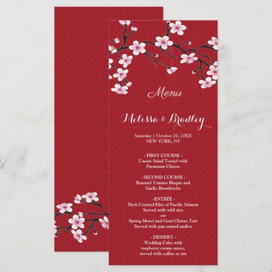 Cherry Blossom Wedding Menu (Voorkant / Achterkant)