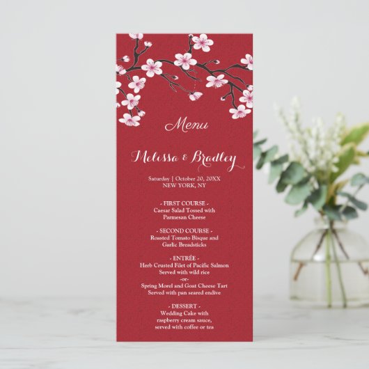 Cherry Blossom Wedding Menu (Staand voorkant)