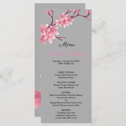 Cherry Blossom Wedding Menu (Voorkant / Achterkant)