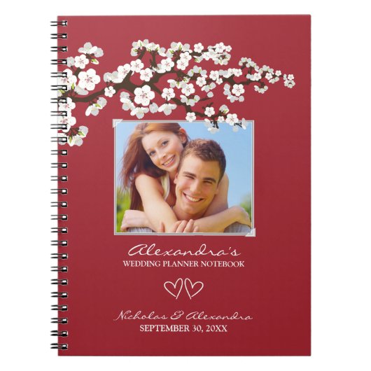 Cherry Blossom Wedding Planner Notebook (aqua) Notitieboek (Voorkant)