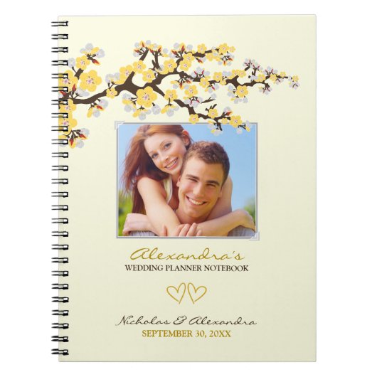 Cherry Blossom Wedding Planner Notebook (geel) Notitieboek (Voorkant)