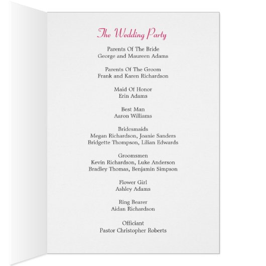 Cherry Blossom Wedding Program Card (Binnen (Rechts))
