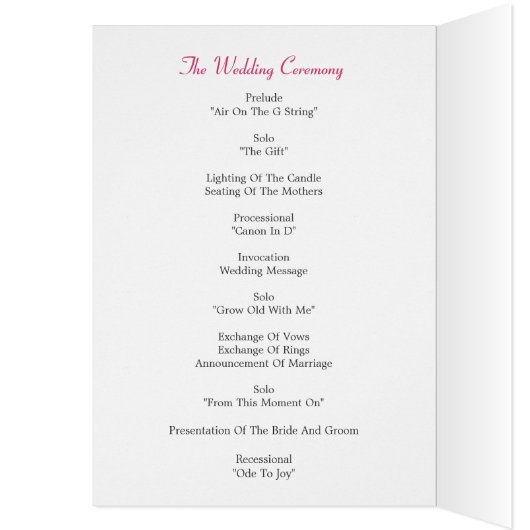 Cherry Blossom Wedding Program Card (Binnen (Links))