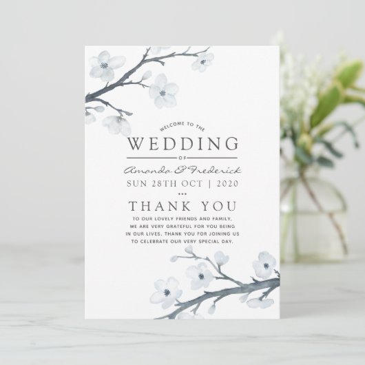 Cherry Blossom Wedding Programmakaart (Staand voorkant)