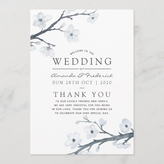Cherry Blossom Wedding Programmakaart (Voorkant)