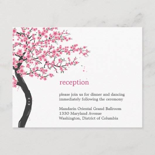 Cherry Blossom Wedding Reception Card Informatiekaartje (Voorkant)