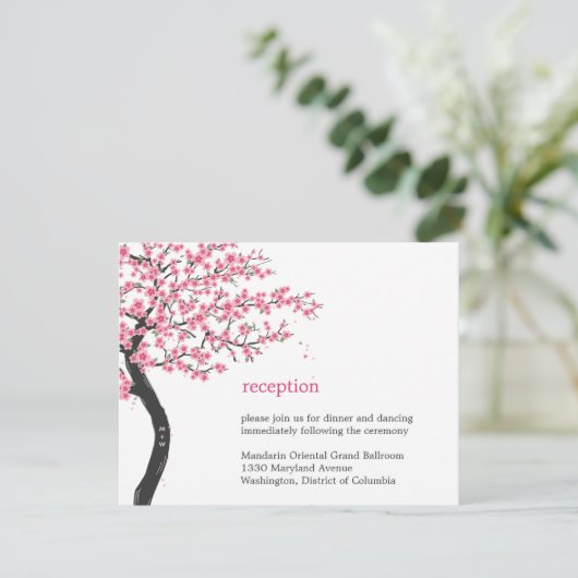 Cherry Blossom Wedding Reception Card Informatiekaartje (Staand voorkant)