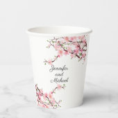Cherry Blossom Wedding Reception Personalize Name Papieren Bekers (Achterkant)