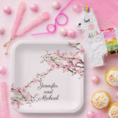 Cherry Blossom Wedding Reception Personalize Name Papieren Bordje (Feest)