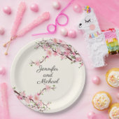 Cherry Blossom Wedding Reception Personalize Name Papieren Bordje (Feest)