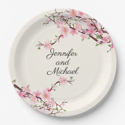 Cherry Blossom Wedding Reception Personalize Name Papieren Bordje (Voorkant)