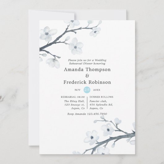 Cherry Blossom Wedding Rehearsal Dinner Kaart (Voorkant)