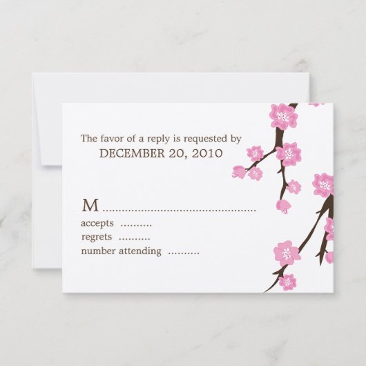 Cherry Blossom Wedding Response Cards RSVP Kaartje (Voorkant)