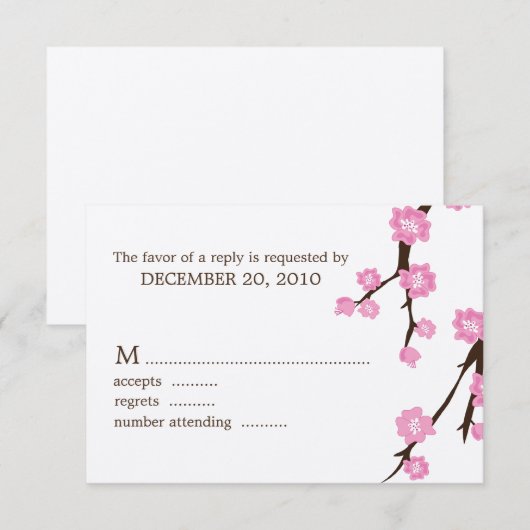 Cherry Blossom Wedding Response Cards RSVP Kaartje (Voorkant / Achterkant)