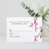 Cherry Blossom Wedding Response Cards RSVP Kaartje (Staand voorkant)