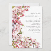Cherry Blossom Wedding Roze Bloemen Foto Kaart (Voorkant)