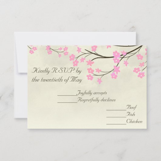 Cherry Blossom Wedding RSVP Card (Voorkant)