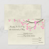 Cherry Blossom Wedding RSVP Card Kaartje (Voorkant / Achterkant)