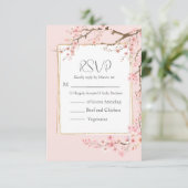 Cherry Blossom Wedding RSVP Kaartje (Staand voorkant)