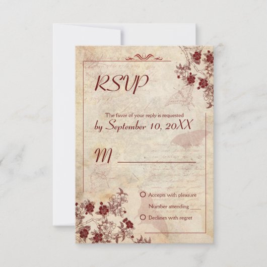  Cherry Blossom Wedding RSVP-uitnodiging RSVP Kaartje (Voorkant)