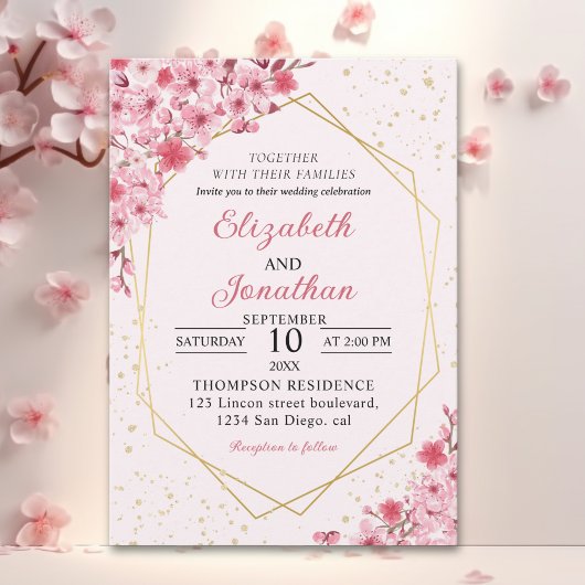 Cherry Blossom Wedding – Sakura Floral Wedding Kaart