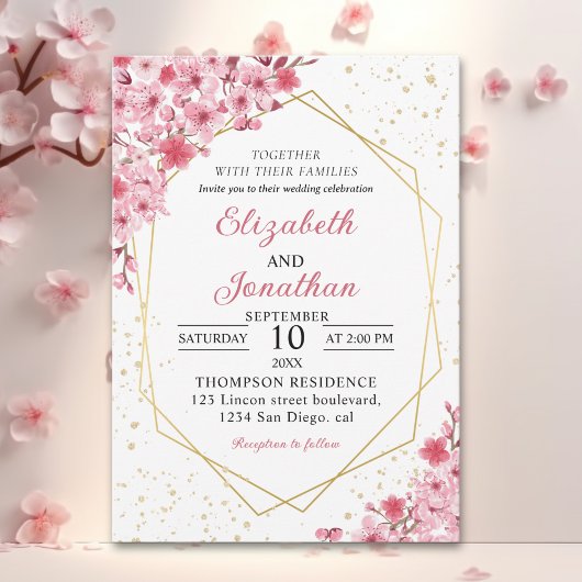 Cherry Blossom Wedding – Sakura Floral Wedding Kaart