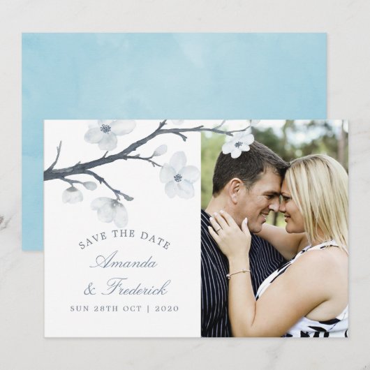 Cherry Blossom Wedding Save the Date (Voorkant / Achterkant)