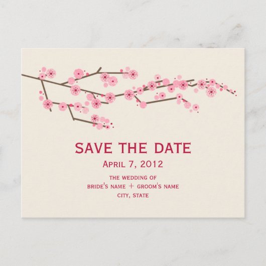 Cherry Blossom Wedding Save the Date Briefkaart (Voorkant)