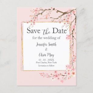 Cherry Blossom Wedding Save the Date Briefkaart