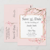 Cherry Blossom Wedding Save the Date Briefkaart (Voorkant / Achterkant)
