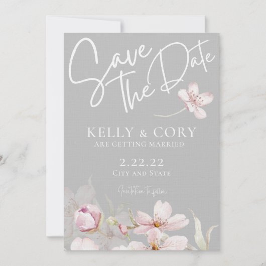 Cherry Blossom Wedding Save the Date Kaarten (Voorkant)