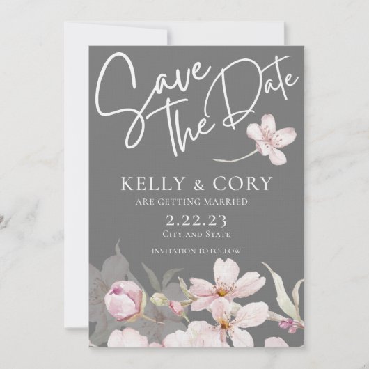 Cherry Blossom Wedding Save the Date Kaarten (Voorkant)
