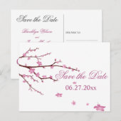 Cherry Blossom Wedding Save the Dates Aankondigingskaart (Voorkant / Achterkant)