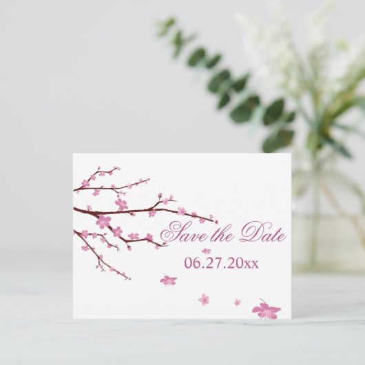 Cherry Blossom Wedding Save the Dates Aankondigingskaart (Staand voorkant)