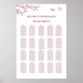 Cherry Blossom Wedding Seating Chart Poster (Voorkant)