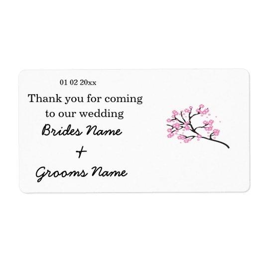Cherry Blossom Wedding Souvenirs Gifts Giveaways Etiket (Voorkant)