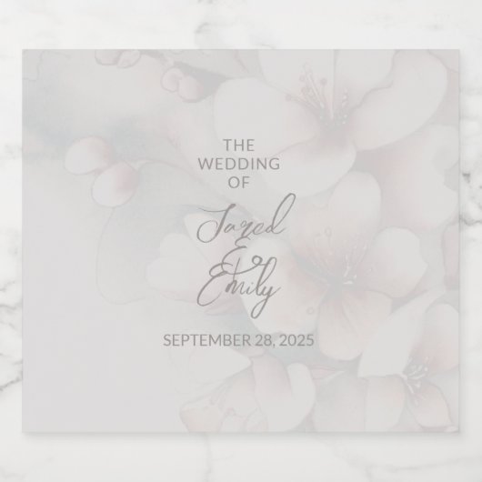 Cherry Blossom Wedding Sparkling Wijnetiket (Enkel label)