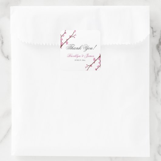 Cherry Blossom Wedding Stickers Square (Tas)