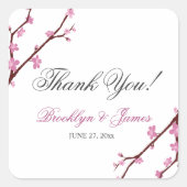 Cherry Blossom Wedding Stickers Square (Voorkant)