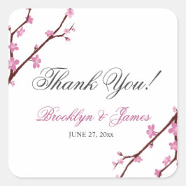 Cherry Blossom Wedding Stickers Square