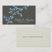 Cherry Blossom Wedding Visitekaartje donker (blauw (Voorkant / Achterkant)