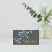 Cherry Blossom Wedding Visitekaartje donker (blauw (Staand voorkant)