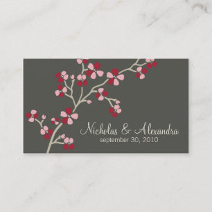 Cherry Blossom Wedding Visitekaartje donker (rood)