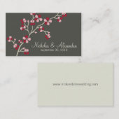 Cherry Blossom Wedding Visitekaartje donker (rood) (Voorkant / Achterkant)