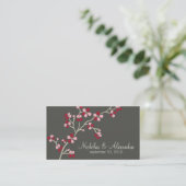 Cherry Blossom Wedding Visitekaartje donker (rood) (Staand voorkant)