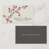 Cherry Blossom Wedding Visitekaartje (rood) (Voorkant / Achterkant)
